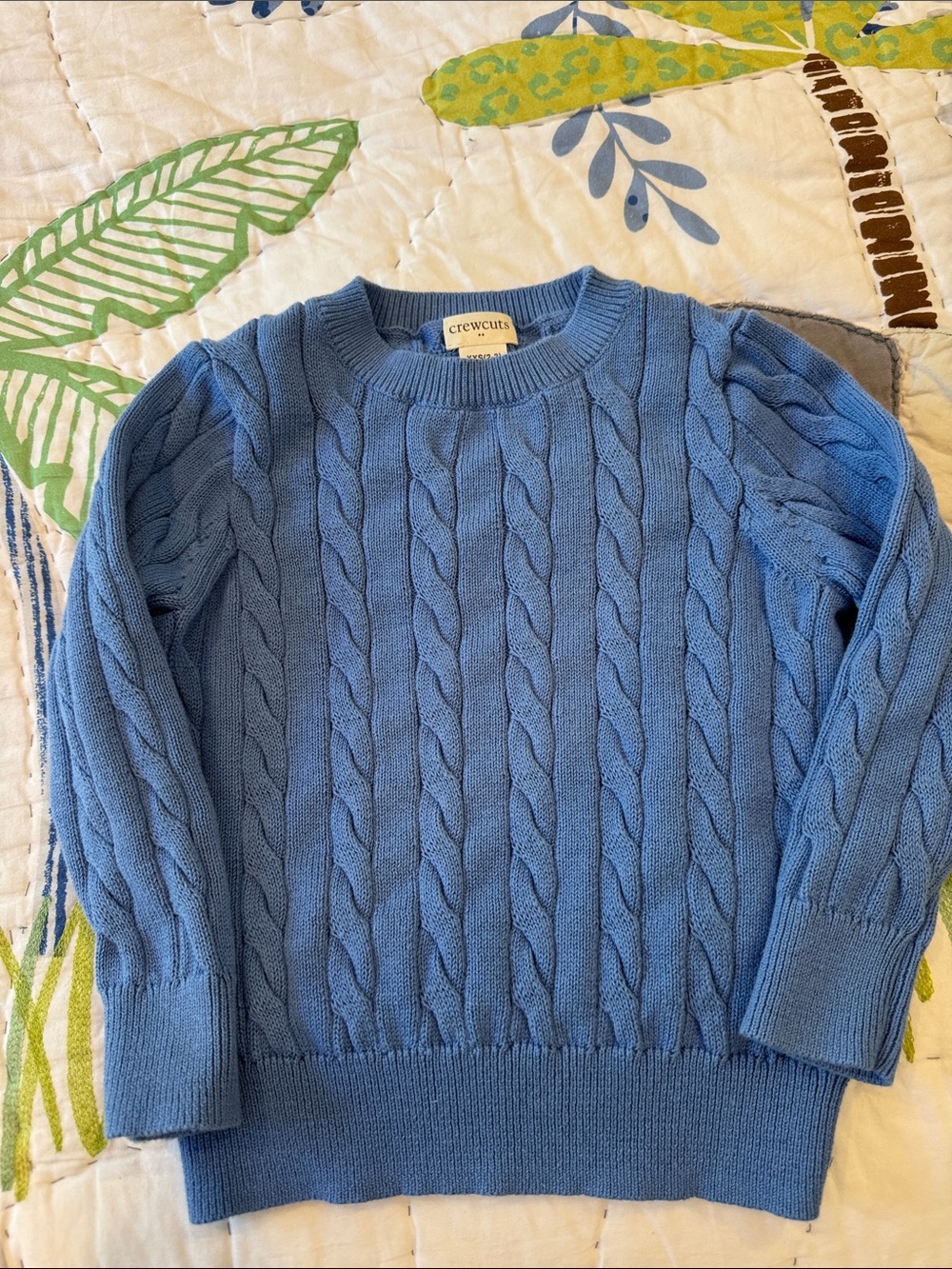 Crewcuts Blue Cable Knit Crewneck Sweater